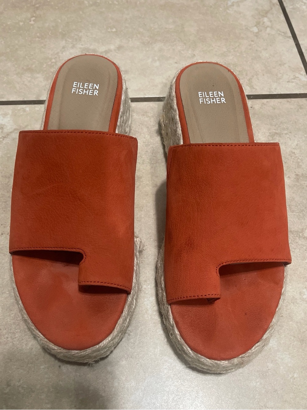 EILEEN FISHER Tarry Tangelo Nubuck Sandals Size 9